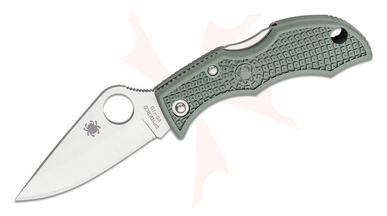 Spyderco Ladybug 3 Key Ring Knife 1.938 inch VG10 Plain Blade, Foliage Green FRN Handles