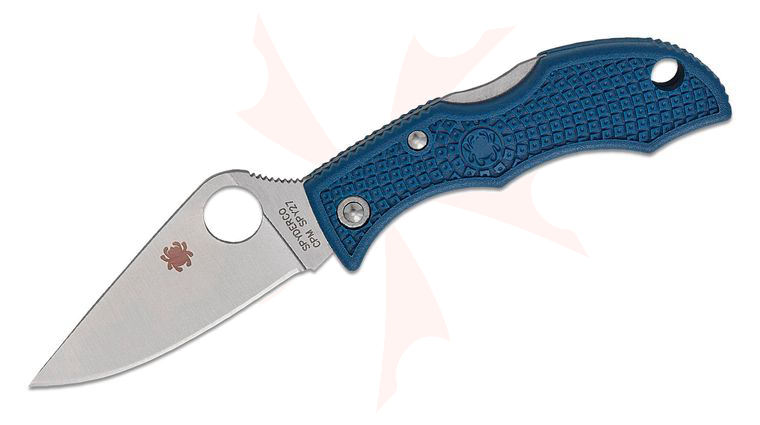 Spyderco Ladybug 3 Key Ring Folding Knife 1.9 inch CPM-SPY27 Satin Plain Blade, Cobalt Blue FRN Handles