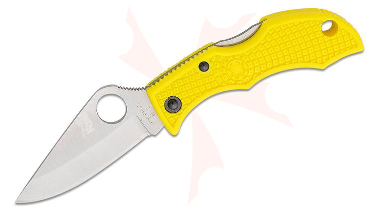 Spyderco Ladybug 3 Salt Folding Knife 1.94 inch Satin Plain Blade, Yellow FRN Handles