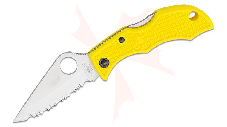 Spyderco Ladybug 3 Salt Folding Knife 1.94 inch Satin Serrated Blade, Yellow FRN Handles