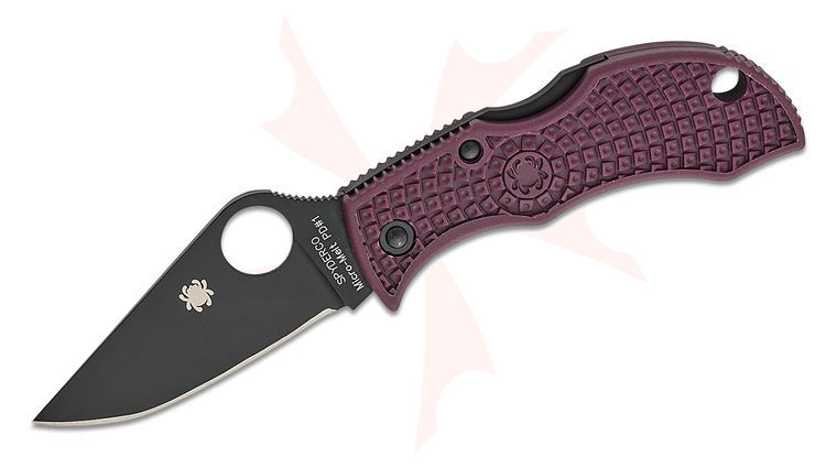 Spyderco Manbug Sprint Run Folding Knife 1.90 inch CTS-PD#1 Black Plain Blade, Burgundy FRN Handles