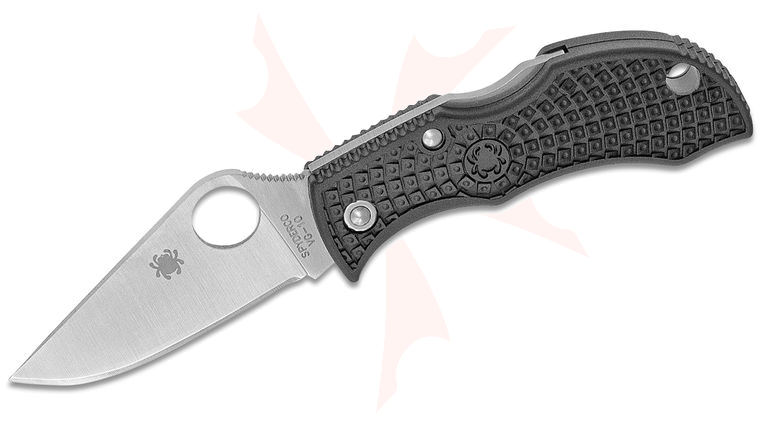 Spyderco Manbug Lightweight Folding Knife 1-7/8 inch VG10 Plain Blade, Black FRN Handles