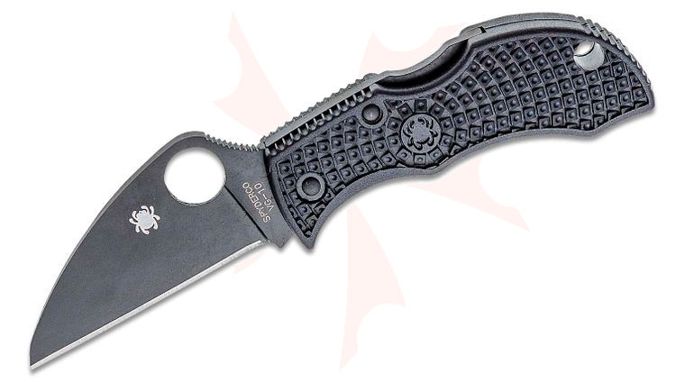 Spyderco Manbug Folding Knife 1.97 inch VG10 Black TiCN Wharncliffe Blade, Black FRN Handles