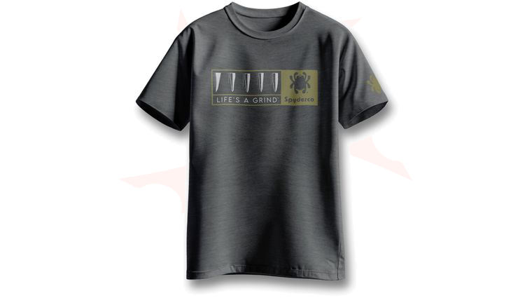 Spyderco 'Life's a Grind' Unisex T-Shirt, Heather Dark Gray, XL