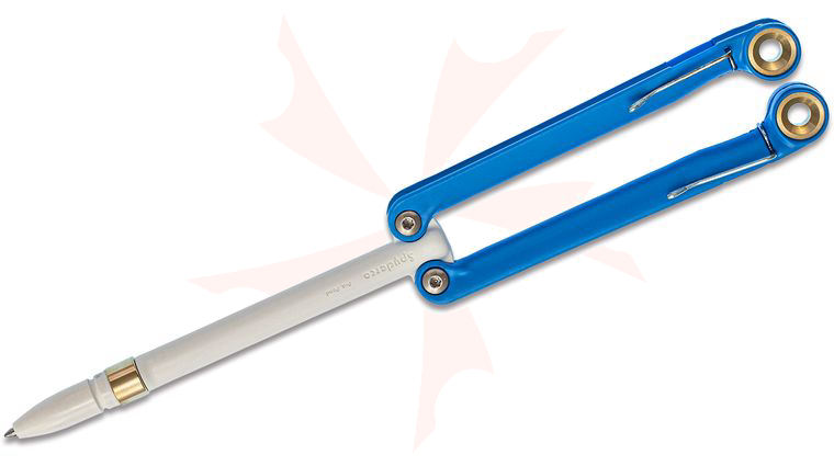 BaliYo Flip Pen by Spyderco, Heavy-Duty, Blue/White, USA Made