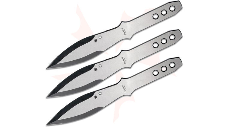 Spyderco SpyderThrowers Medium 10.11 inch Set of 3 Throwing Knives, Leather Sheath