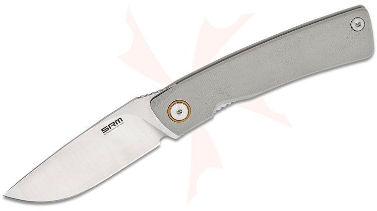 SRM Knives 105M-GK Air Lightweight Flipper Knife 2.95 inch 14C28N Satin Drop Point Blade, Gray G10 Handles