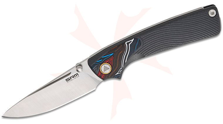 SRM Knives 106M-GK Dome Slipjoint Folding Knife 2.99 inch 14C28N Satin Drop Point Blade, Black G10 Handles with G-Mascus Inlay
