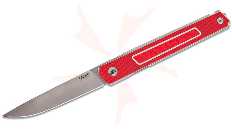 SRM Knives 125L-GR Swift Gentleman's Flipper Knife 3.15 inch 12C27 Satin Drop Point Blade, Red G10 Handles