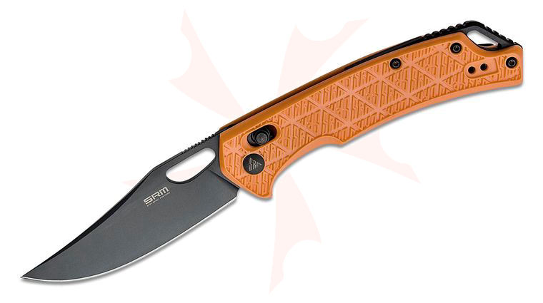 SRM Knives 9201-PJ Folding Knife 3.54 inch 8Cr13MoV Black Clip Point Blade, Orange FRN Handles