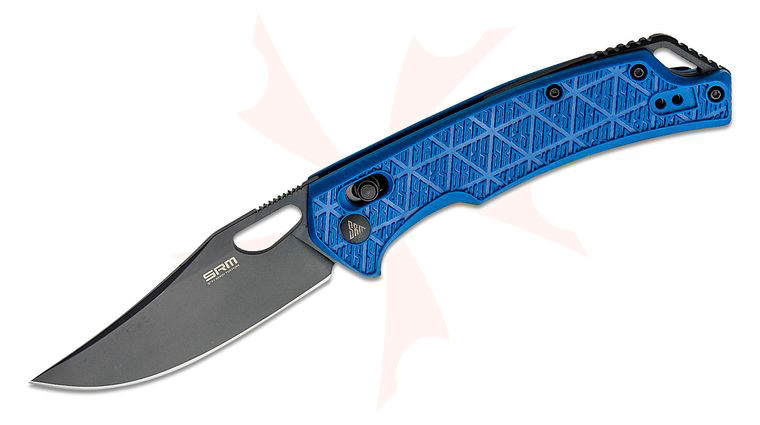 SRM Knives 9201-PL Folding Knife 3.54 inch 8Cr13MoV Black Clip Point Blade, Blue FRN Handles
