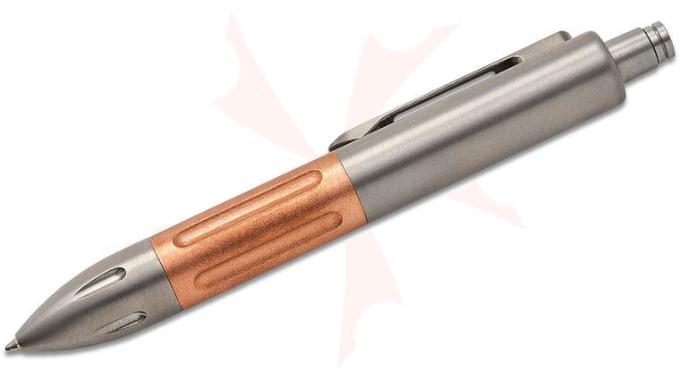 Tuff-Writer SPECIAL MISSION PEN Brushed Satin Titanium Mk2 MOD1 Press Tactical Pen with Copper Sleeve