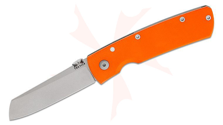 Tactile Knife Co. Limited Release Bob Terzuola G10 Mariner 2 Insert Liner Lock Folding Knife 2.985 inch CPM-MagnaCut Tumbled Sheepsfoot Blade, Orange G10 and Titanium Handles