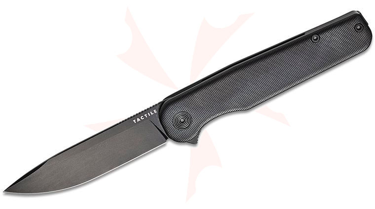 Tactile Knife Co. Rockwall Flipper Knife 3.4 inch MagnaCut Black DLC Drop Point Blade, Black DLC Machined Titanium Handles