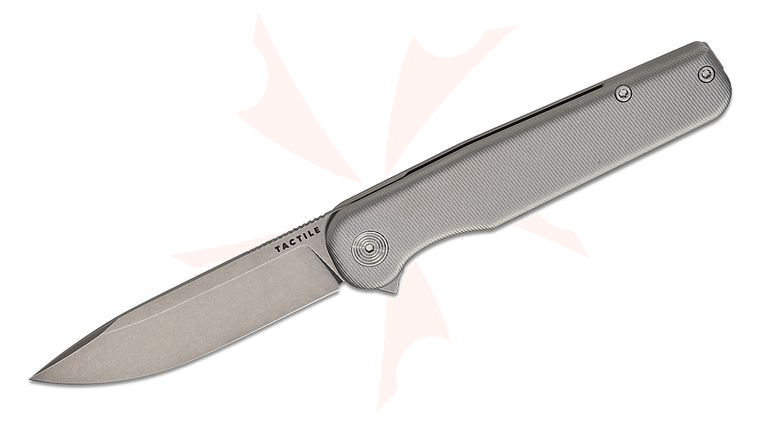Tactile Knife Co. Rockwall Flipper Knife 3.4 inch MagnaCut Stonewashed Drop Point Blade, Machined Titanium Handles