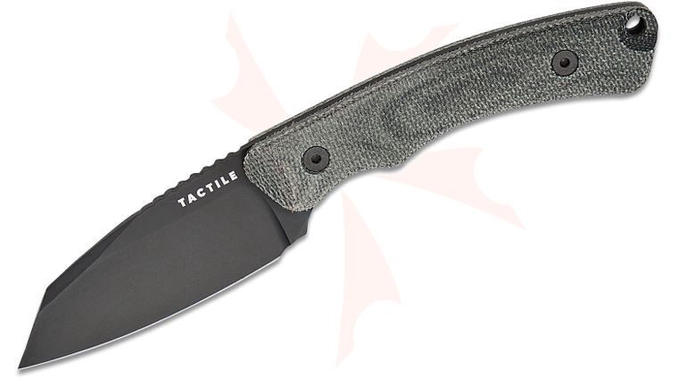 Tactile Knife Co. Taylor Martin Redhawk Fixed Blade Knife 2.75 inch CPM-MagnaCut Black Cerakote Reverse Tanto Blade, Machined Black Micarta Handles, Leather Sheath