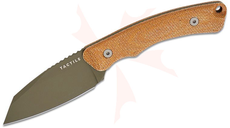 Tactile Knife Co. Taylor Martin Redhawk Fixed Blade Knife 2.75 inch CPM-MagnaCut Green Cerakote Reverse Tanto Blade, Machined Natural Micarta Handles, Kydex Sheath