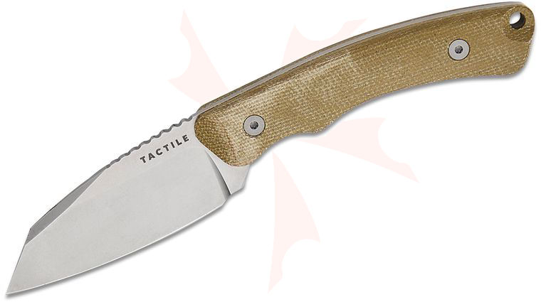 Tactile Knife Co. Taylor Martin Redhawk Fixed Blade Knife 2.75 inch CPM-MagnaCut Tumbled Reverse Tanto Blade, Machined Green Micarta Handles, Leather Sheath