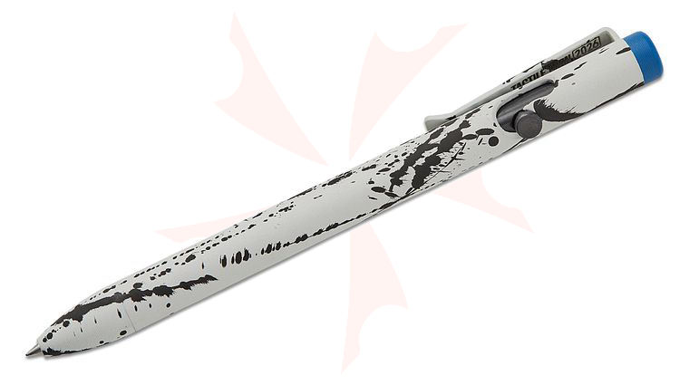 Tactile Turn Limited Edition Seasonal Abstract Custom Splatter Cerakoted Titanium Bolt Action Pen with Blue Accent, Standard, 5.6 inch Overall