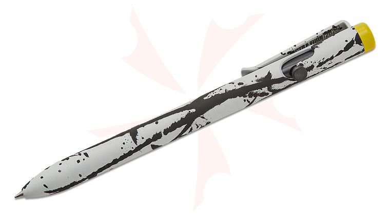 Tactile Turn Limited Edition Seasonal Abstract Custom Splatter Cerakoted Titanium Bolt Action Pen with Yellow Accent, Standard, 5.6 inch Overall