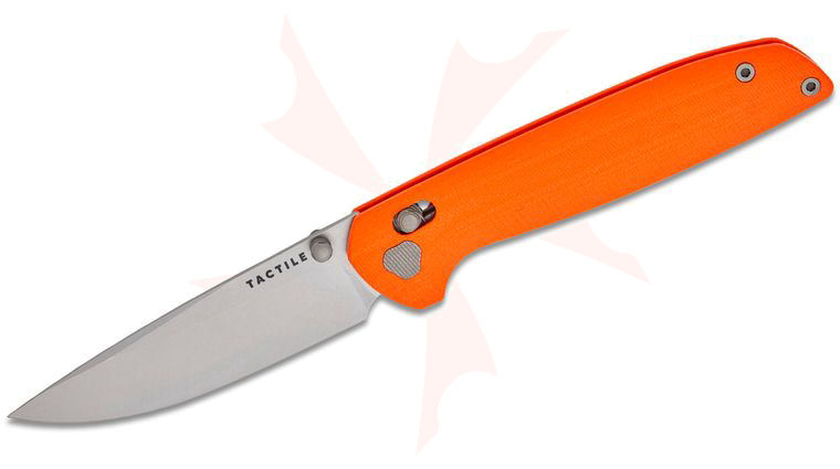 Tactile Knife Co. Richard Rogers Maverick Folding Knife 3.5 inch MagnaCut Drop Point Blade, Machined Orange G10 Handles