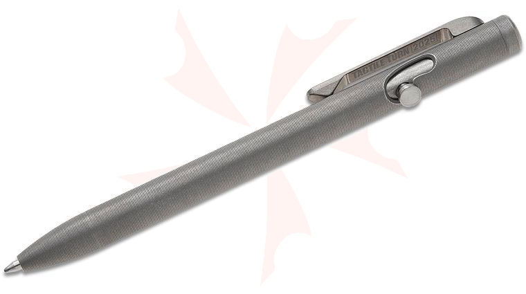 Tactile Turn Stonewashed Titanium Slim Bolt Action Pen, Short, 5.1 inch Overall