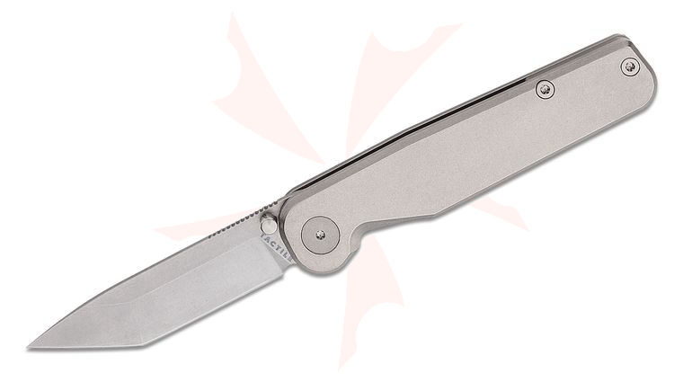 Tactile Knife Co. Rockwall Thumb Stud Folding Knife 3 inch MagnaCut Tanto Blade, Flat Titanium Handles