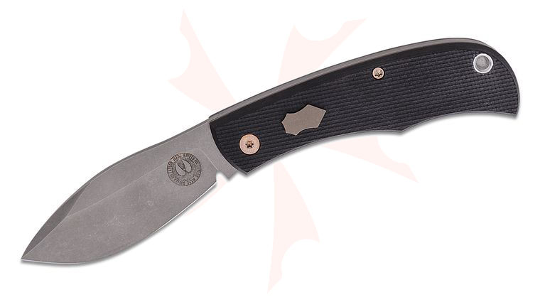 Chris Taylor Custom Nessie Slipjoint Folding Knife 2.75 inch AEB-L Dark Stonewashed Nessmuk Blade, Textured Black G10 Handles, Bronze Titanium Accents