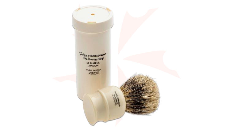 Taylor of Old Bond Street P2190 Pure Badger 8.5 cm Small Travel Shaving Brush with Travel Case, Faux Ivory