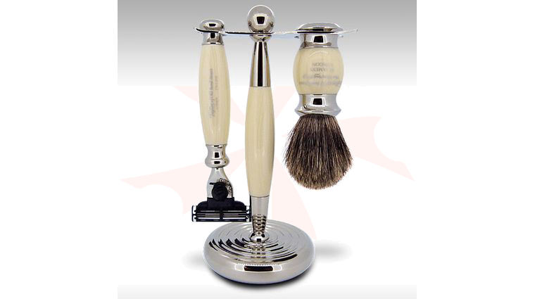 Taylor of Old Bond Street Pure Badger Mach3 Imitation Ivory Edwardian Shave Set in Gift Box