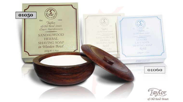 Taylor of Old Bond Street Sandalwood Shave Soap Refill in Wooden Bowl 100g (3.5 oz)