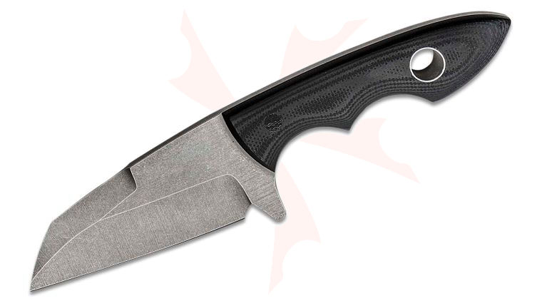 Chris Taylor Custom Limekiln Fixed Blade Knife 2.75 inch AEB-L Hollow Ground Dark Stonewashed Reverse Tanto, Black G10 Handles, Leather Pocket Sheath