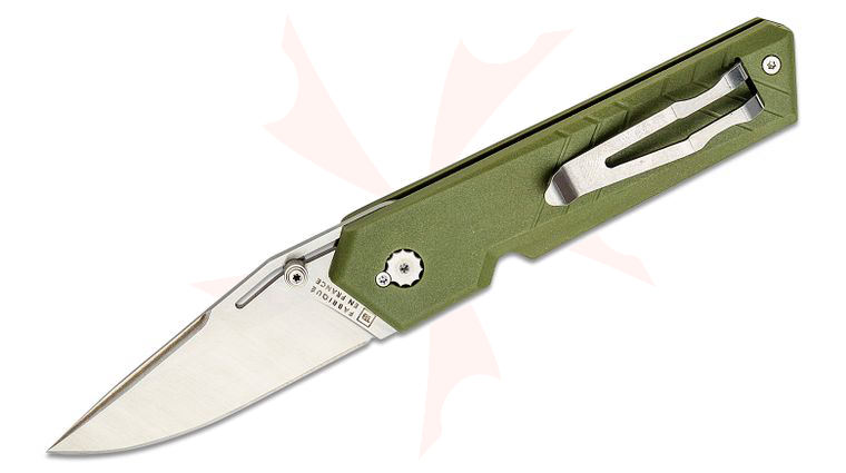 TB Outdoor Unboxer EDC Slipjoint Folding Knife, 2.75 inch Nitrox Satin Clip Point Blade, OD Green Pa6 Polymer Handles