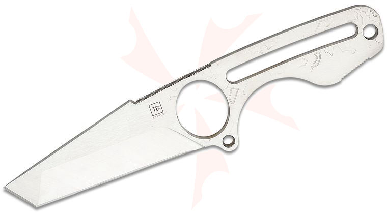 TB Outdoor S-Neck Neck Knife, 3 inch Nitrox Satin Tanto Blade, Steel Handles with Black Paracord Wrap, Kydex Sheath