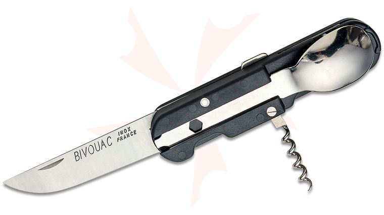 TB Outdoor Bivouac Multifunction Folding Camp Knife, 5.5 inch Closed, Black ABS Handles, Nylon Sheath
