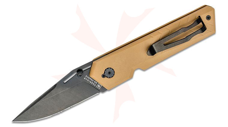 TB Outdoor Unboxer EDC Slipjoint Folding Knife, 2.75 inch Nitrox Black Clip Point Blade, Tan Pa6 Polymer Handles