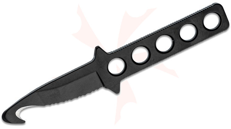 TEKNA Knives Ocean Edge Fixed Dive Knife 3.25 inch Black Teflon Rescue Hook Blunt Tip Blade and Skeletonized Handle, ABS Plastic Sheath