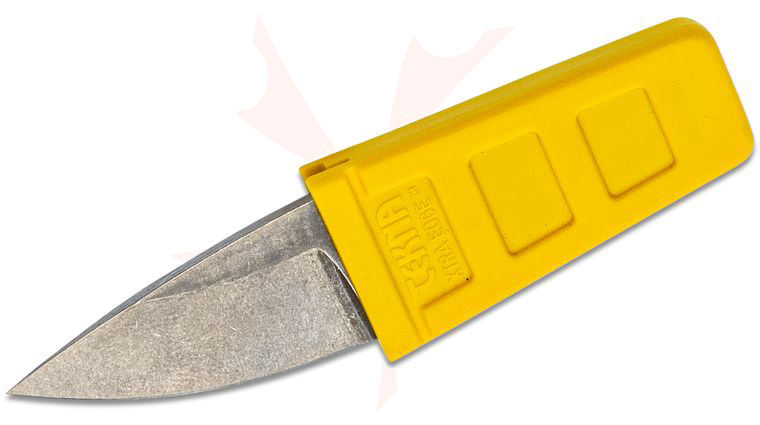 TEKNA Knives XTRA EDGE Fixed Watersports Keyring Knife 1.45 inch Drop Point Blade, Yellow TEKNALON CFTRP Handle and Sheath