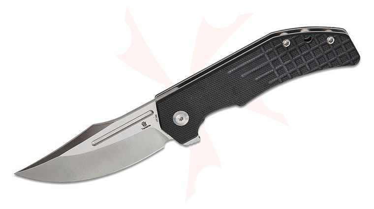 Tenable Knives Orion Flipper Knife 3.07 inch 14C28N Satin Clip Point Blade, Black Frag G10 Handles
