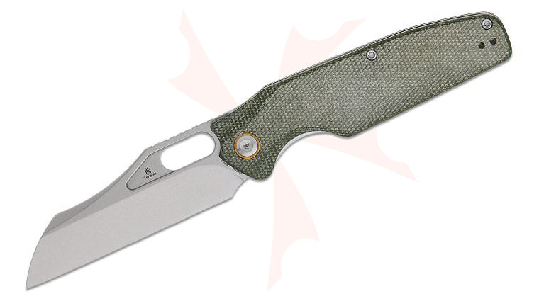 Tenable Knives Jonathan Styles Tuckamore Folding Knife 3.54 inch Nitro-V Stonewashed Sheepsfoot Blade, Green Micarta Handles