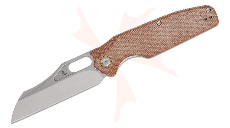 Tenable Knives Jonathan Styles Tuckamore Folding Knife 3.54 inch Nitro-V Stonewashed Sheepsfoot Blade, Brown Micarta Handles