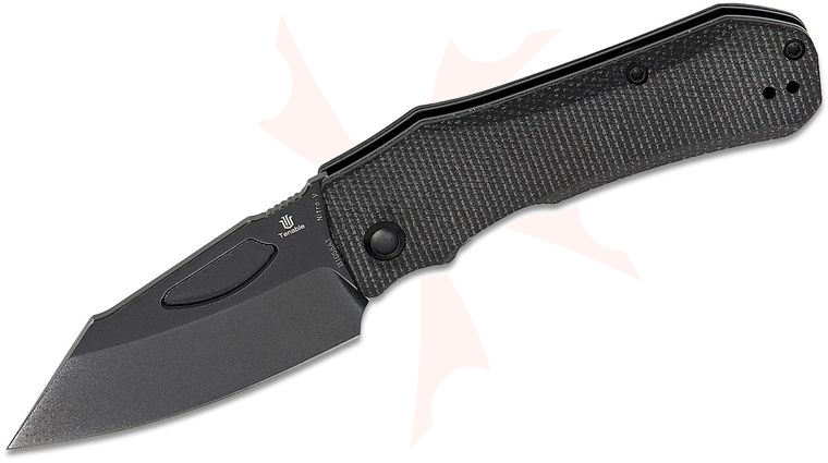 Tenable Knives Loki Folding Knife 2.99 inch Nitro-V Black Stonewashed Wharncliffe Blade, Black Micarta Handles