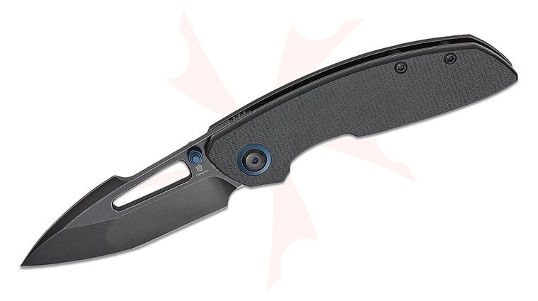 Tenable Knives Link Liner Lock Folding Knife 3 inch 14C28N Black Stonewashed Harpoon Blade, Black Micarta Handles