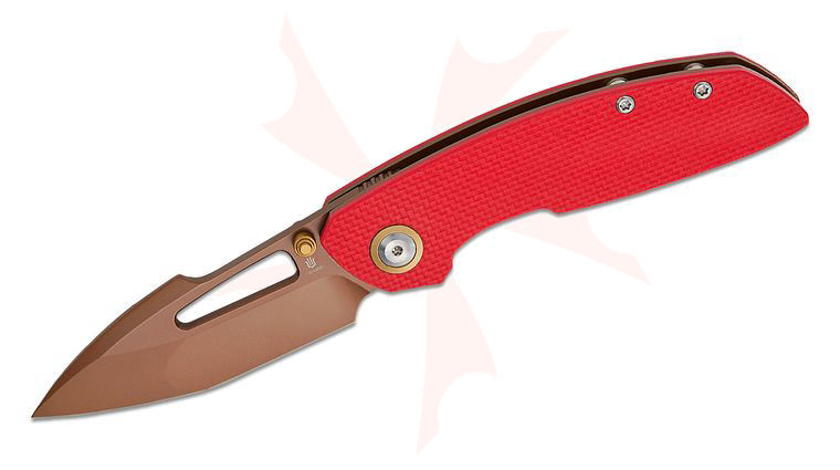 Tenable Knives Link Liner Lock Folding Knife 3 inch 14C28N Black Stonewashed Harpoon Blade, Red G10 Handles