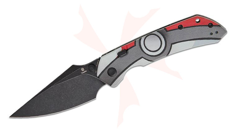 Tenable Knives Fenrir Top Liner Lock Folding Knife 3.45 inch D2 Black Stonewashed Harpoon Blade, Pocket Monster Pattern Jade G10 Handles