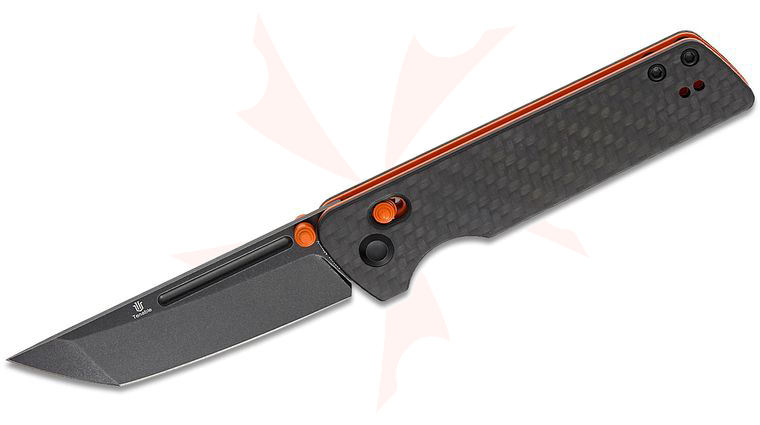 Tenable Knives Dirk Pinkerton Anomaly Crossbar Lock Folding Knife 3.14 inch Nitro-V Black Stonewashed Tanto Blade, Twill Carbon Fiber and G10 Handles