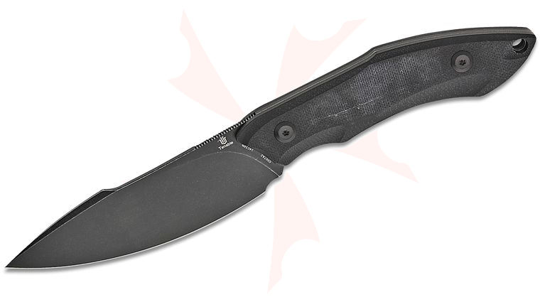 Tenable Knives Luccio Fixed Blade Knife 3.81 inch 14C28N Black Stonewashed Harpoon Blade, Black G10 Handles with Black Liners