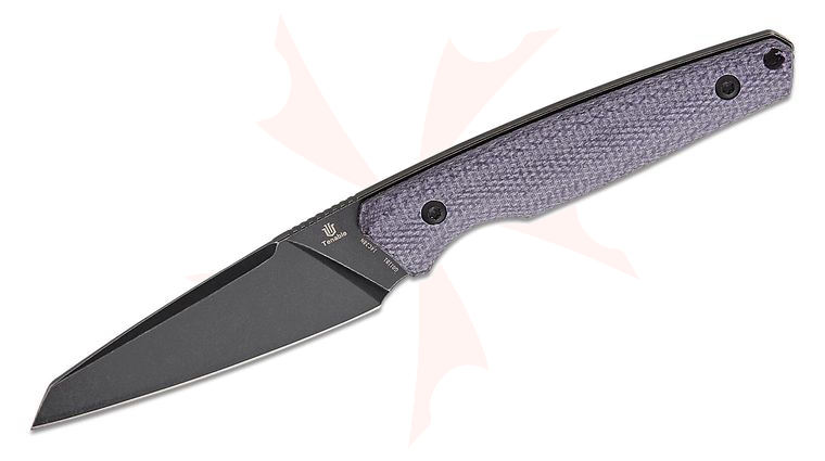 Tenable Knives Jonathan Styles Parr Fixed Blade Knife 2.88 inch 14C28N Black Stonewashed Reverse Tanto Blade, Purple Micarta Handles, Kydex IWB Sheath