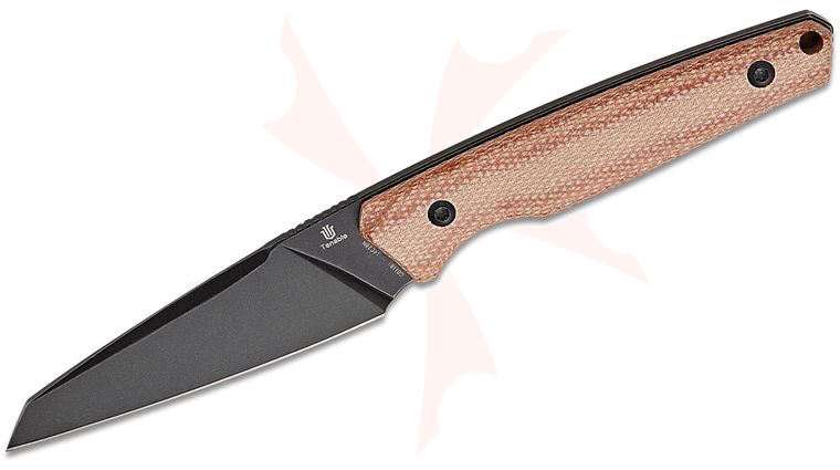 Tenable Knives Jonathan Styles Parr Fixed Blade Knife 2.88 inch 14C28N Black Stonewashed Reverse Tanto Blade, Brown Micarta Handles, Kydex IWB Sheath