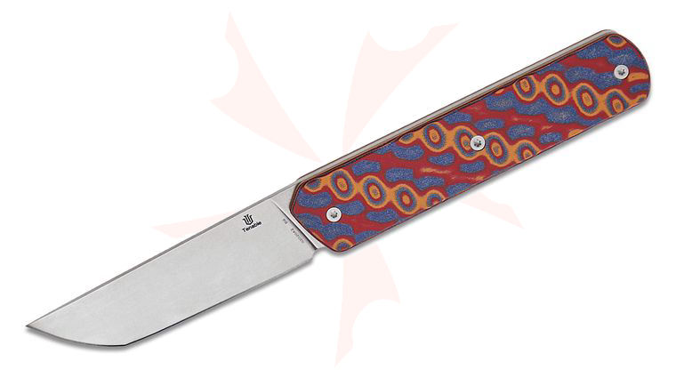 Tenable Knives Rolf Helbig Foosa Fixed Blade Knife 3.06 inch D2 Stonewashed Tanto Blade, Vortex Micarta Handles, Nylon Sheath